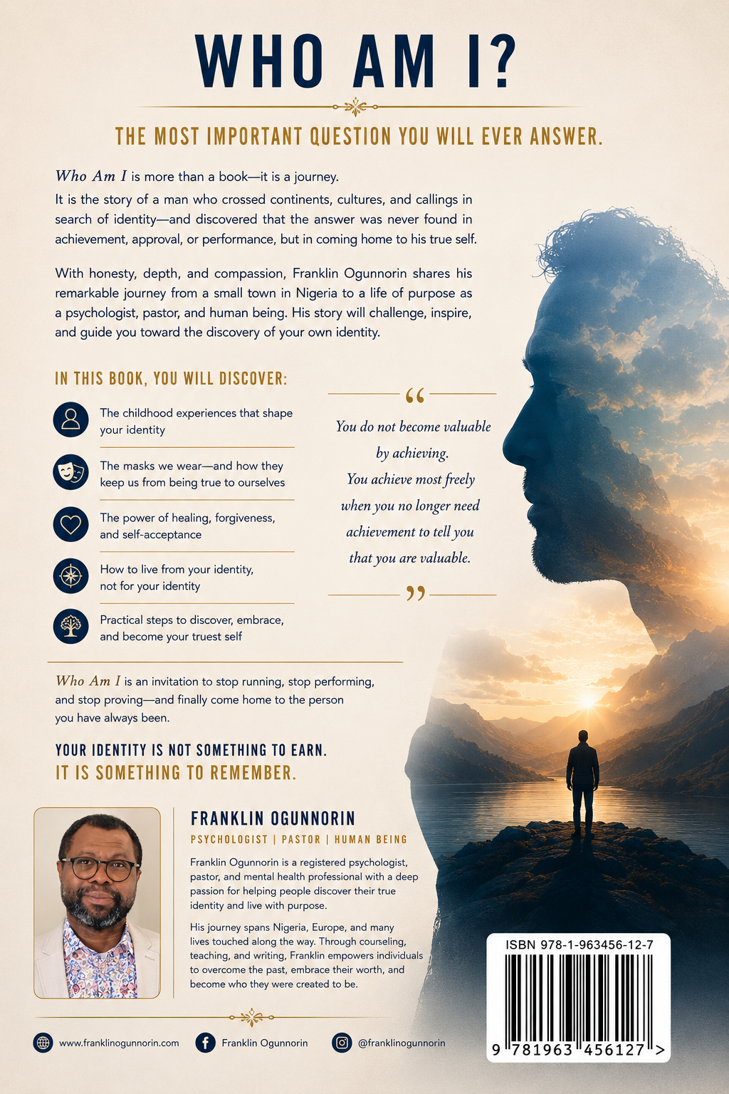 Back cover of Who Am I? by Franklin Ogunnorin